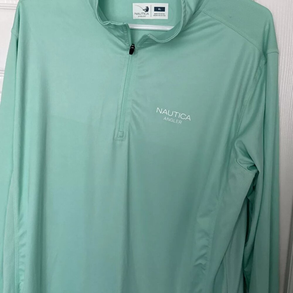 Nautica Aqua Green Angler Long Sleeve Shirt Fishing Shirt SIZE XL